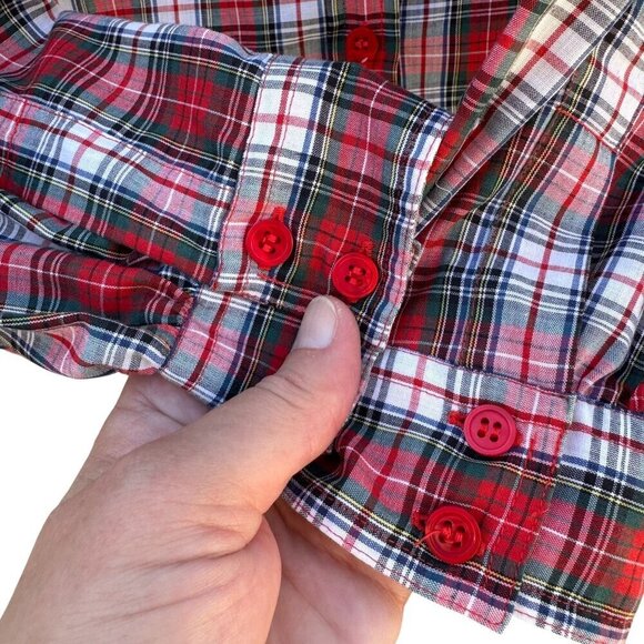 The Fox Collection Womens Red Plaid Button-Up Long Sleeve Cotton Blend Shirt 16 - Picture 3 of 8